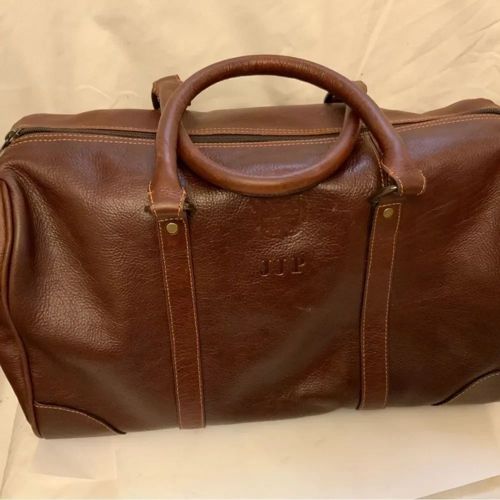 New Links and Kings Brown Leather Duffle Bag Weekender.